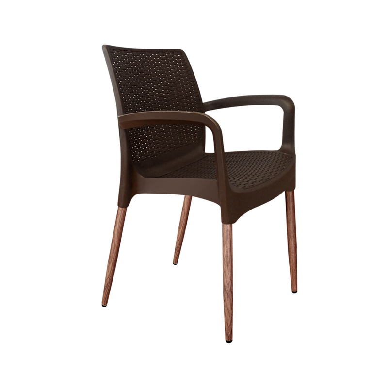 Плетеный стул SHT-S68/S424-С коричневый/темный орех