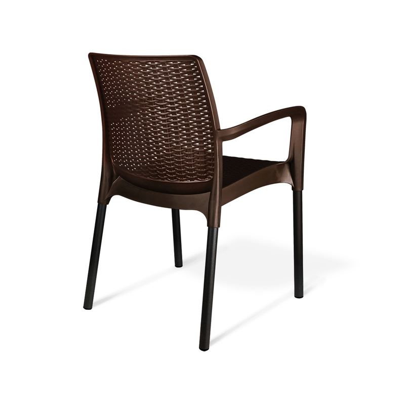 Плетеный стул SHT-S68 пластиковый коричневый - фото №2